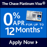 Chase Platinum Visa Card with 0% APR for 12 Months